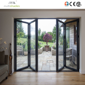 Multishades NFRC Certified French Aluminum Threshold Free Folding Door with Low E Glass and Custom Hardware