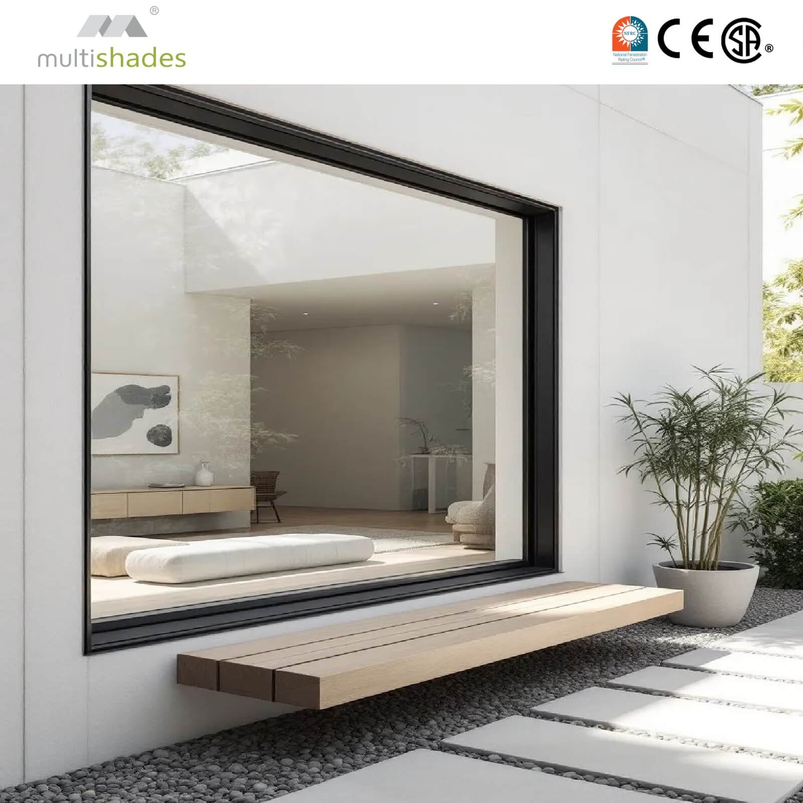 MULTISHADES Floor To Ceiling Panoramic Fixed Window With Double Glass Triple Pane For Maximizing Natural Light