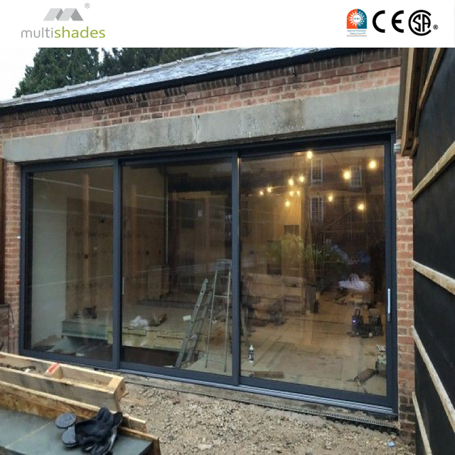Ultra Narrow Thermal Break Electric Sliding Doors Energy Star and NFRC Certified Triple Pane Low E Glass for Modern Living Rooms